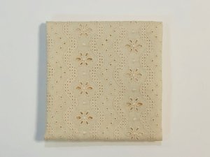 画像1: カットクロス フラワーボーダー ライトベージュ