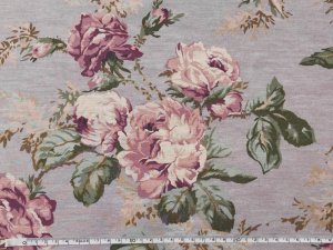 画像1: 綿麻ローン　ローズ柄　パープル