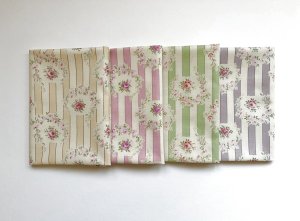 画像1: カットクロス４枚セット　ローズストライプ