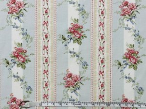 画像1: ローズフラワーボーダー　ブルー