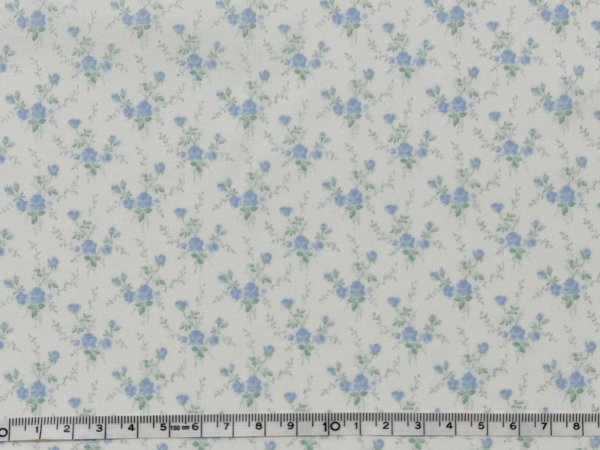 画像1: 小さな薔薇柄　ブルー (1)