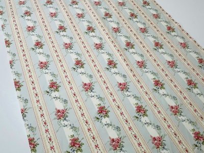 画像1: ローズフラワーボーダー　ブルー