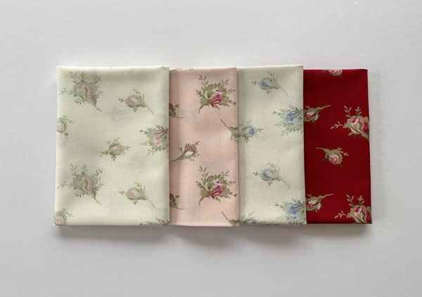 画像1: カットクロス4枚セット　ローズ柄 (1)