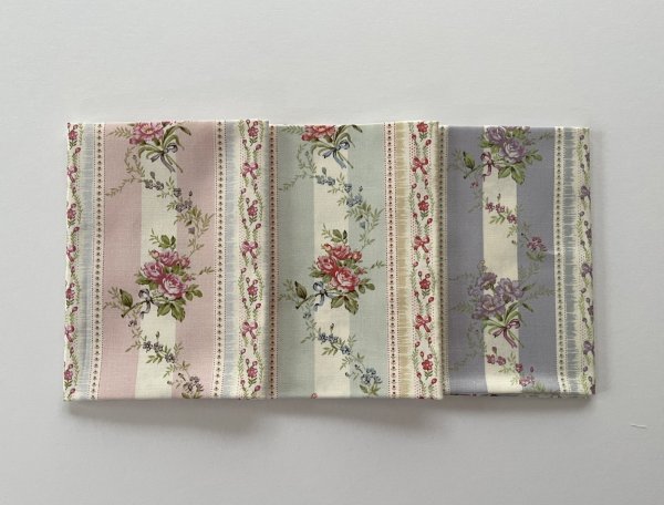 画像1: カットクロス3枚セット　ローズフラワーボーダー (1)