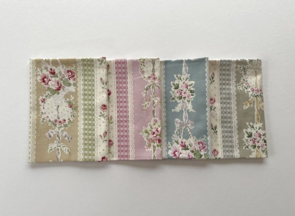 画像1: カットクロス4枚セット　ローズボーダー (1)